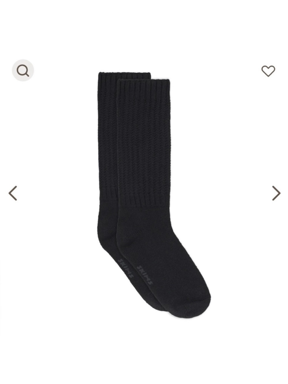 SKIMS Black Lounge Slouch Crew Socks - S/M - Picture 2 of 2